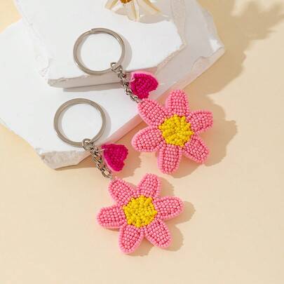 新款花卉饰品，可爱清新粉色调钥匙扣，多功能装饰吊坠
