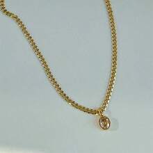 1pc Stainless Steel Zirconia Pendant Necklace, Suitable For Women's Daily And Wedding Wear, Gift - 黃金 - 查看 4