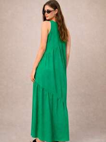 Women's Long Dress, Cotton Knit, Aveloz - 綠旗 - 查看 3