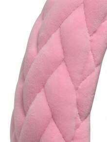 1pc Soft Pink Plush Steering Wheel Cover, Cute & Warm Plush, Universal 15 Inch, Suitable For Women & Girls, Fits Cars, Sedans, SUVs, Trucks - A - View 4