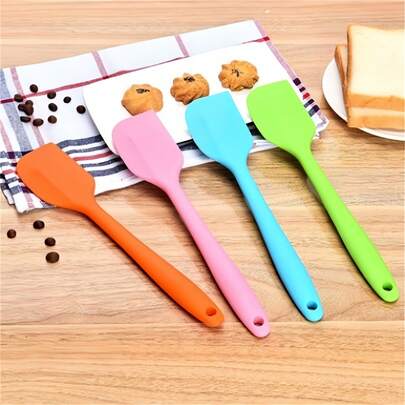 1/2/4pcs Heat-Resistant Scrapers, Seamless Design For Non-Stick Pans, Ergonomic Handle For Baking, Mixing, Flipping - Kitchen Tools, Baking Supplies, Small Kitchen Gadgets, Suitable For Cooking, Baking And Spreading