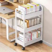 3-Tier Plastic Utility Cart With Wheels, Small Rolling Organizer For Laundry, Bathroom, Kitchen & Dorm - 白色 - 查看 7