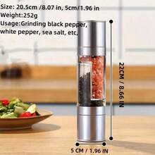 二合一不锈钢盐胡椒研磨器，无需电池 - 盐胡椒研磨器，手动两用研磨器，可从细磨到粗磨调节，非常适合露营或旅行，陶瓷刀片 - 厨房香料研磨器，厨房小工具 - 彩色 - 查看 8
