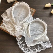 2个白色蕾丝发箍，时尚网状发圈，适合女性度假或外出佩戴 - 彩色 - 查看 11