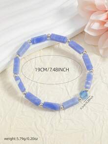 1 chiếc vòng tay hình chữ nhật bằng đá tự nhiên, vòng tay thạch anh tím, thích hợp đeo hàng ngày, tối giản, đa năng, thanh lịch, vòng tay co giãn (Đá tự nhiên có thể khác nhau) - Một cỡ - Xem 6