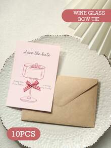 定制彩色蝴蝶结邀请卡，适用于派对、婚礼、生日和特殊活动，1张/5张/10张/20张套装，附赠蝴蝶结信封，是情侣和庆祝活动的完美之选。 - 酒杯款 - 查看 14