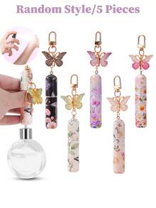 Bộ 5 chai xịt nước hoa mini in họa tiết hoa kèm móc khóa hình bướm 3D, chai xịt cầm tay có thể nạp lại tiện dụng khi đi du lịch, mặt dây chuyền hình bướm thanh lịch và hộp đựng nước hoa. - Nhiều màu - Xem 13