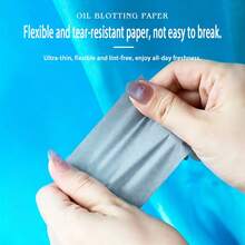 100 Peças Papel Absorvente de Óleo de Carvão de Bambu de Duplo Efeito AZUL, Suave e Amigo da Pele, Controle de Oleosidade Refrescante, Unissex - Azul - Visão 4