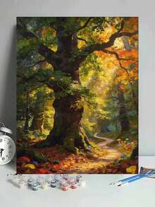 Pintura por números en lienzo del paisaje del sendero del bosque mágico, obra de arte hecha a mano para decoración del hogar, 40x50cm/16x20 pulgadas, regalo de vacaciones - 40*50cm - Ver 2