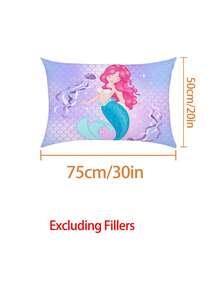 2/3PCS Pink Hair Princess Fitted Sheet Set For Girls, Underwater Scales Bedding, Deep Pocket Mattress Cover With Pillowcases - Multicolor - View 5