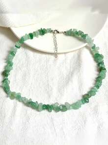 1pc Asymmetrical Red Stone Necklace, Brightening, Beach, Fashion Necklace For Women - Multicolor - View 11