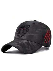 1pc Men's Tiger Embroidery Baseball Cap, Animal Pattern 5-Panel Adjustable Hat, Outdoor Sun Protection Casual Cap Suitable For Spring, Autumn, Travel, Beach, Party - Multicolor - View 11