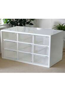 9-Grid Drawer Style Storage Box, Student Dorm Anti-Dust Makeup Jewelry Organizer - Multicolor - View 3