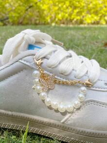 Bộ 2 phụ kiện trang trí hình bướm pha lê và nơ ngọc trai thanh lịch, có thể tháo rời, dùng để trang trí giày bốt, giày thể thao, ba lô - Món quà hoàn hảo cho các dịp lễ, tiệc tùng và những sự kiện đặc biệt. - Vàng - Xem 4