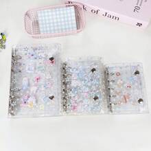 1 pieza Carpeta de anillas dobles transparente A6/A7/A8, Cuaderno de pegatinas, Carpeta de hojas sueltas, Almacenamiento de pegatinas, Estuche para lápices, Carpeta de cuaderno de pegatinas, Páginas interiores de recambio, Cuaderno de pegatinas, Cuaderno de hojas sueltas - Multicolor - Ver 11