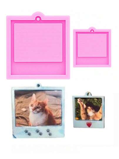 1 Set Pink Liquid Silicone Material Silicone Mold, Shiny Mirror Cube Epoxy Resin Silicone Mold For Making Epoxy Resin Jewelry Pendant Earrings, Glitter Jewelry Pendant Decoration, Pet Dog Cat Keychain Pendant, DIY Resin Crystal Drip Glue Mold