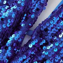 Awevudst Women Halter Neck Sequin Tank Tops Sparkly Glitter Backless Cowl Neck Drape Front Camisoles Plunge Vests Summer Sleeveless Deep V-Neck Party Tops Vacation Beachwear Mermaid Costumes Clubwear - 寶藍色 - 查看 5