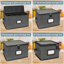 ANILD China - Juego de 6 recipientes de almacenamiento para caja de carcasa dura platos móviles vino y vasos platos tazas platillos ideales para la organización de la cocina - Gris - Ver 2