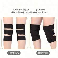 1 par de rodilleras de forro polar grueso unisex, adecuadas para esquiar, ciclismo y correr en otoño e invierno - Negro - Ver 4