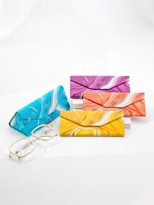 1pc Women's Colorful Painting Print Foldable Eyeglasses Case, Suitable For Outdoor Matching - Multicolor - View 17