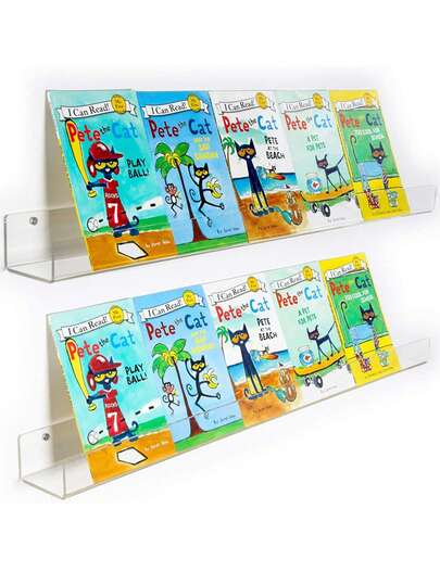 1pc Acrylic Bookshelf, Wall-Mounted Bookcase, Toy Storage Organizer Rack, Transparent