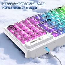 FREEWOLF M95 透明薄膜键盘，透明 PBT 键帽，有线游戏键盘，带侧边灯条，1680 万色 RGB 背光，94 个静音按键，机械手感，26 键无冲突，适用于 PC - 查看 5