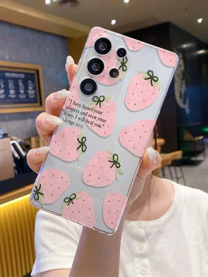 1 ốp lưng điện thoại Android họa tiết chữ dâu tây, bảo vệ camera chính xác, phù hợp với Galaxy S25 Ultra/Galaxy S24 Ultra/S24/S23 Ultra/A56 5G/A55 5G/A52s 5G/A26 5G, Nothing, Pixel, ốp bảo vệ.