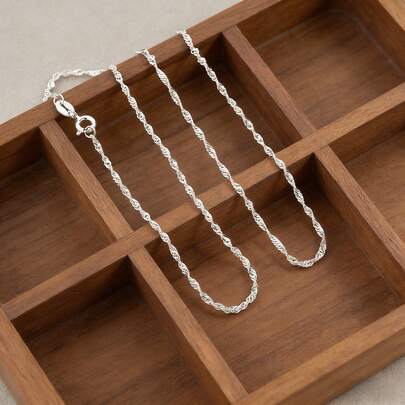 1pc S925 Silver Necklace For Women, Fashionable Durable Versatile Silver Jewelry, Best Daily & Holiday Accessory, Perfect Gift Choice