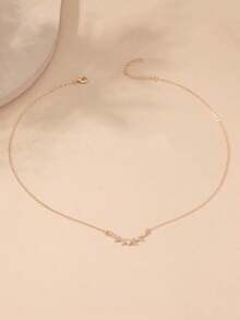 1pc Cubic Zirconia Leaf Heart Snake Pendant Necklace, Gold Jewelry, Bridesmaid Gift, Gift For Her - Vàng 2 - Xem 2