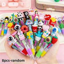 8/12pcs Random Cartoon Cute 4-Color Mini Ballpoint Pens, Portable 0.7mm Refill Smooth Writing 4-Color Ink, Adorable Colorful Handwriting Pens For Daily Use, Fashionable Student Office Stationery Gift Set, Perfect Learning Supplies And Back To School Essential - Multicolor - View 14