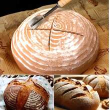 9英寸圆形藤编发酵篮套装，包含带布衬的藤编面包篮、面团刮刀、面团打蛋器、面包刀以及其他面包烘焙工具。藤编发酵篮+工具套装，适用于家庭自制酸面包发酵。 - 杏色 - 查看 7