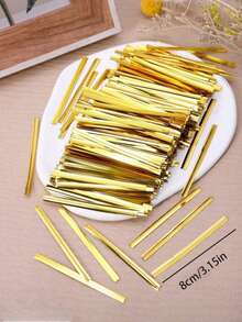 100/500pcs Reusable Gold Gift Ties, Plastic Coated Bread Bag Twist Ties - Suitable For Toast, Candy Bags, Coffee Bags, Snack Bags, Lollipops, Party Supplies, Birthday Party Gifts - View 5