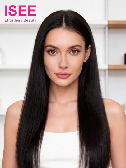 ISEE 即戴即走，无需胶水升级版直发9*6蕾丝透明前假发，预拔发际线，预剪蕾丝，预漂白迷你结，未经加工的人发，180%密度，16-28英寸，高密度高品质假发，度假活力，旅行必备，假日装扮，伴娘礼物，女性配饰，免运费，艺术优雅，活力四射，休闲日常，浪漫度假，时尚利落，都市生活完美之选