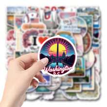 62pcs Washington Dc Vinyl Stickers, Beautiful And Practical, Suitable For Scrapbooks, Diaries, Bumpers, Skateboards, Water Bottles, Helmets, Water Cups, Car Stickers, Etc. - Random - View 5