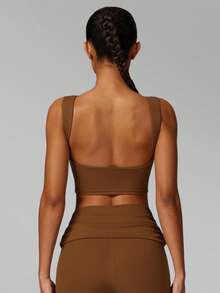 Áo bra thể thao thời trang không lưng MFVIM dành cho nữ, áo tank top yoga kiểu racerback giảm sốc, hỗ trợ tối đa, không đường may, nhanh khô, cổ áo một vai giúp tôn dáng vai thẳng, thoáng khí, thoải mái, thích hợp cho chạy bộ, đạp xe, Pilates, yoga và tập gym ngoài trời. - Rỉ Nâu - Xem 8