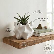 Maceta de escultura de onda moderna, maceta de plástico mate blanco/gris para plantas suculentas y flores pequeñas, maceta de escritorio minimalista y abstracta, decoración contemporánea para el hogar y la oficina - A - Ver 7