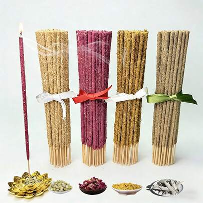 1 แพ็ค ธูปหอมดอกไม้ธรรมชาติทำมือ - สร้างสรรค์ด้วยดอกไม้แห้งและสมุนไพร (กุหลาบ, มะลิ, พุด, ลาเวนเดอร์, หอมหมื่นลี้), เหมาะสำหรับการฟอกอากาศ, การทำสมาธิ, โยคะ, กลิ่นหอมติดทนนานสำหรับบ้าน, สำนักงาน, พื้นที่ทำสมาธิ