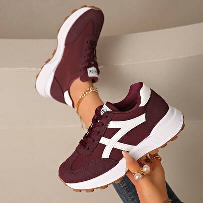 女士舒适系带运动鞋 - 轻便多功能休闲鞋，防滑橡胶鞋底，适合所有季节