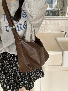 复古斜挎包，新款韩版时尚手提包，大容量单肩包，返校必备，教师节理想礼物，可定制字母图案，可重复使用，教师包，送给教育工作者的理想礼物，伴娘送给妈妈的礼物，复古风包包，复古风女包，日系街头风女包，新款时尚大容量女包，教师节礼物 - 棕色 - 查看 7