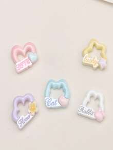 1件卡通DIY树脂饰品配件，字母形状相框，奶油胶发夹，手机壳，鞋扣，钥匙扣，吊坠 - A - 查看 7