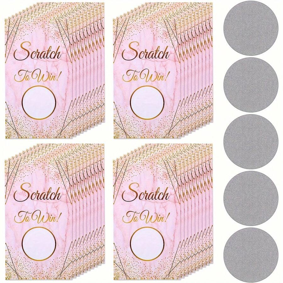 20/40 Pcs Scratch-Off Cards For Small Business Party Games - Blank Gift Cards With "Scratch To Win" Design, Perfect For Holidays,Weddings, Birthdays & Party Supplies, Party Game Cards | Playful Design | Durable Paper Cards, Scratch Off Cards, Party Games For Grown Ups, Wedding Games(Pink/Rose Golden Available) - A - View 1