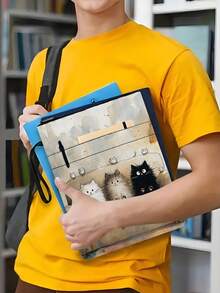 1pc Sofa Cat Theme Book Cover With Zipper, Padded Paperback Book Protector, Paperback Book Jacket, Book Cover, Book Sleeve, Printed Book Bag With Front Pocket, Multi-Functional Book Storage Bag, Suitable For School, Students, Teachers, Book Lovers - Single Piece - View 5