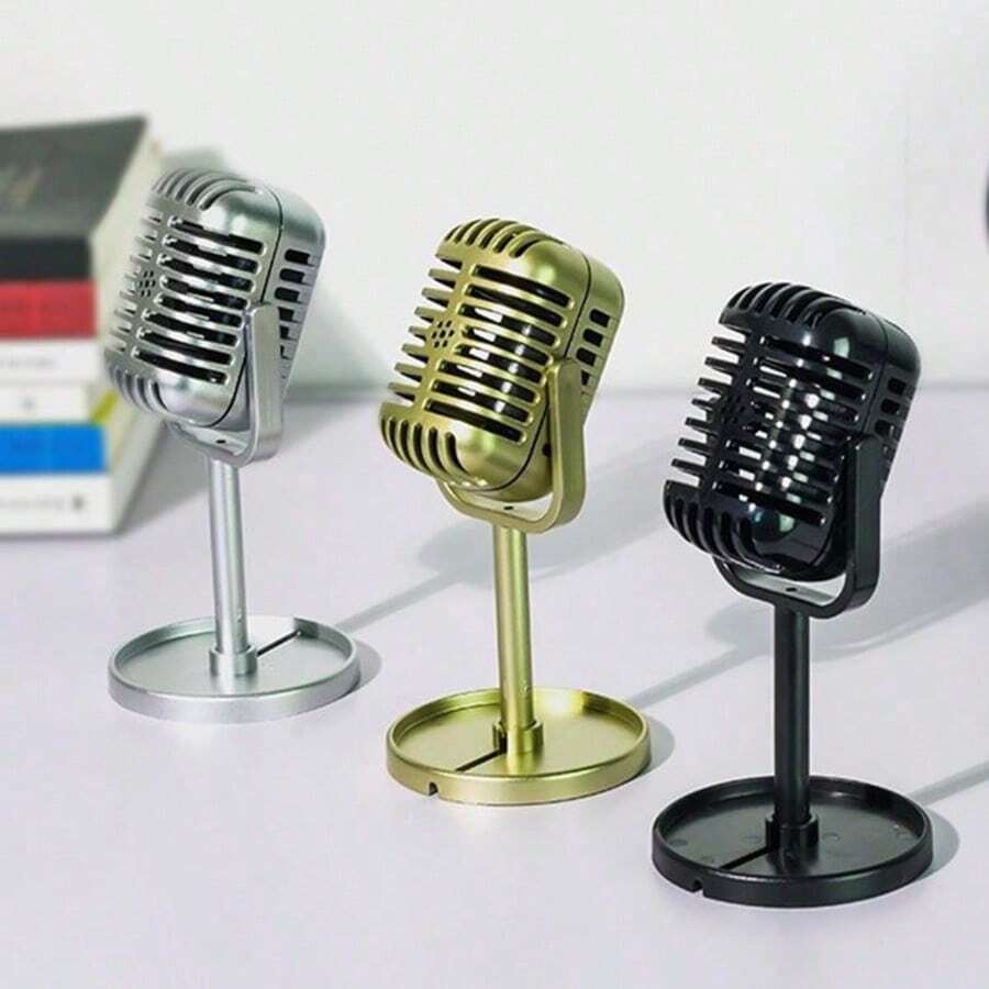 Micro giả bằng nhựa kiểu cổ điển có thể điều chỉnh góc độ, dùng để trang trí cho tiệc tùng, biểu diễn, nhà cửa, quán bar. - nhiều màu - Xem 1