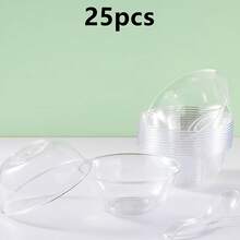 25pcs Transparent Plastic Bowls, Salad Bowls, Dessert Bowls, Stackable Clear Salad Bowls, Ice Cream Bowls, Dessert Bowls, Nut Bowls, Candy Dishes, Suitable For Wedding, Birthday Party, Kitchen Tools - Clear - View 14