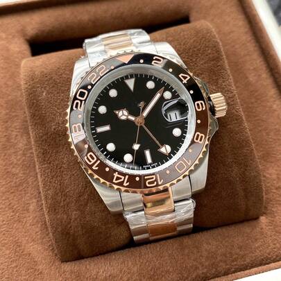 Laojia Cross-Border GMT Automatic Mechanical Watch For Men, Business Style, Direct From The Source Factory, Foreign Trade,  Wholesale Supply