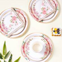 Bộ đồ dùng ăn uống dùng một lần chịu nhiệt, họa tiết lá và hoa màu xanh lá cây, đĩa tiệc 7/9 inch, đĩa giấy dùng một lần, khăn ăn, cốc, thích hợp cho các dịp lễ, đám cưới, lễ đính hôn, sinh nhật, tiệc tùng, lễ kỷ niệm. - Nhiều màu - Xem 3