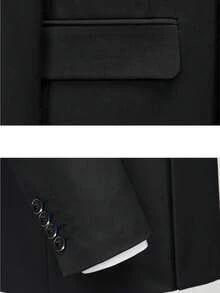 Men's Three Piece Suit, Single Breasted Suit And Vest Pants Set, Men's Lapel, Business Daily Commuting, Party Clothing, Wedding Set, Holiday Gift, 3-Piece Set - 黑色 - 查看 5