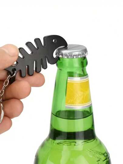 Single Aluminum Alloy Fishbone Beer Bottle Opener Keychain | Ideal For Men, Husbands, Brand New Improved Can Opener With Keychain, Dads, Boyfriends - Essential Edc For Outdoor Travel, Suitable For Manual Opening Of Beer, Soda Water And Other Beverage Cans, Suitable For Parties, Gatherings, Beaches, Barbecues, Durable And Portable, Reusable