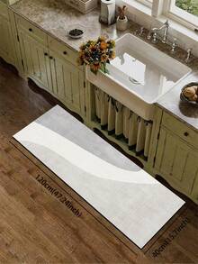 1pc Silica Gel Modern Minimalist Abstract Wave Pattern Kitchen Mat, Pure White Base With Fine Gray Lines Outlining Smooth S-Shaped Curves, Lightweight And Soft Visual, Combining Minimalist Texture And Flowing Rhythmic Beauty. Surface Fabric Material, Middle Sponge Absorbent Material, Bottom Rubber Material Non-Slip And Waterproof Kitchen Rug And Carpet - Multicolor - View 8