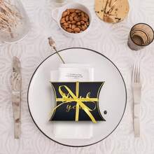 50 piezas Cajas de regalo de papel kraft negro y dorado con cinta dorada, adecuadas para bodas, fiestas, cumpleaños, graduaciones, embalaje de regalos de agradecimiento - Multicolor - Ver 3